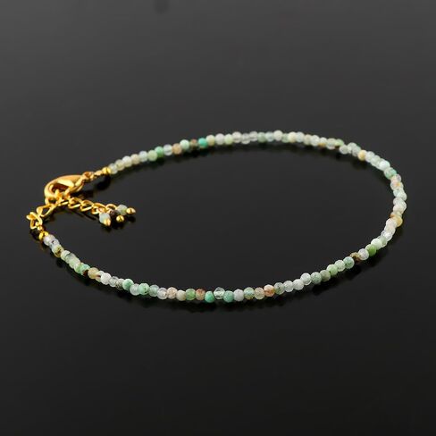 Natural Amazonite Beads Bracelet Micro Faceted Gemstones Jewelry For Her, Birthstone Energy Healing Crystals, Silver Plated Chain 8 inch, Christmas Gifts in Saudi Arabia
