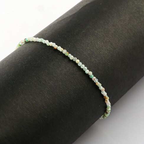 Natural Amazonite Beads Bracelet Micro Faceted Gemstones Jewelry For Her, Birthstone Energy Healing Crystals, Silver Plated Chain 8 inch, Christmas Gifts in Saudi Arabia