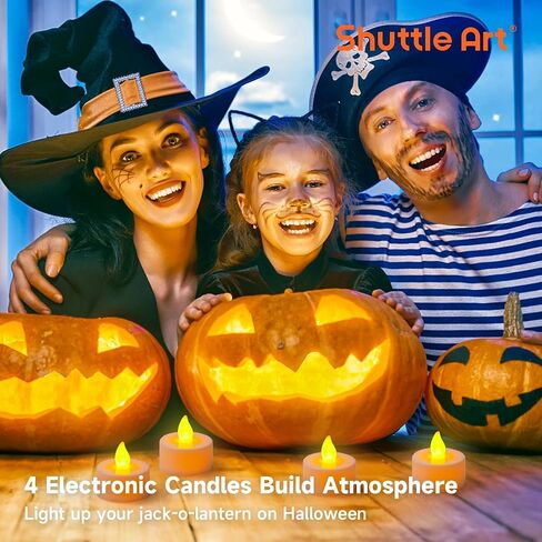 Shuttle Art 29PCS Halloween Pumpkin Carving Kit, 22 PCS Stainless Steel Pumpkin Carving Stencils with 4 Electronic Candles & 3 Carving Tools, Easy Safe Fun and Durable for Kids Adults Pumpkin Carving in Saudi Arabia