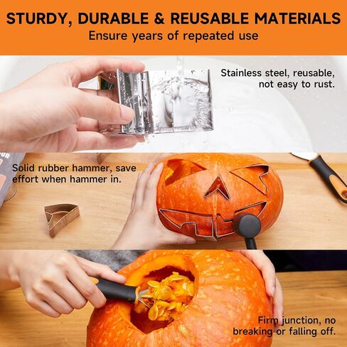 Shuttle Art 29PCS Halloween Pumpkin Carving Kit, 22 PCS Stainless Steel Pumpkin Carving Stencils with 4 Electronic Candles & 3 Carving Tools, Easy Safe Fun and Durable for Kids Adults Pumpkin Carving in Saudi Arabia