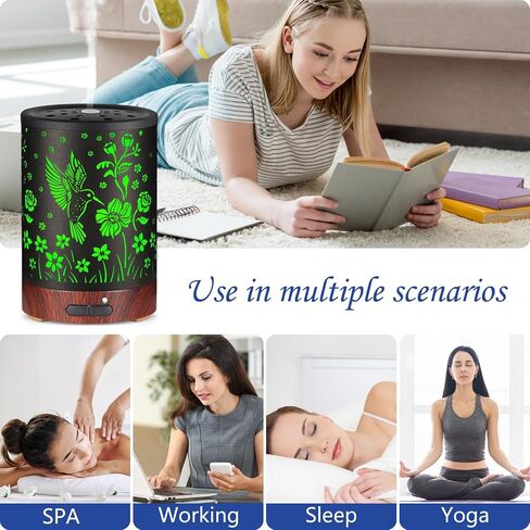 Essential Oil Diffuser- Metal Cool Mist Humidifier-Aromatherapy Diffuser with7 Colors Light, and Auto-Off - for Home and Office（Hummingbird）…… in Saudi Arabia