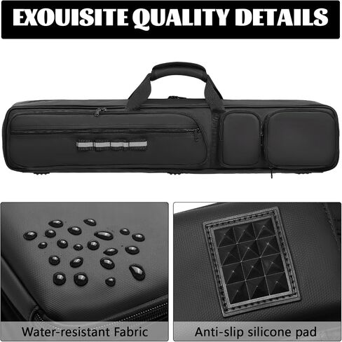 Pool Cue Case 4x4, Pool Cue Carrying Case Padded Pool Cue Bag - Holds 4 Butts and 4 Shafts, Multiple Accessory Pockets - Holds Multiple Pool Accessories in Saudi Arabia