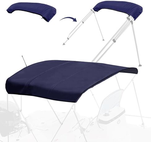 4 Bow Bimini Top Replacement Canvas with Light Hole,Pontoon Bimini Top Replacement Canvas,900D Heavy Duty Waterproof Bimini Top Canvas Only Without Frame,8'L 97"-103" W Navy Blue in Saudi Arabia