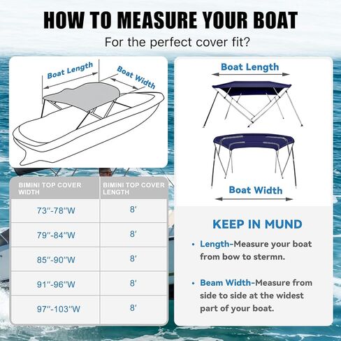 4 Bow Bimini Top Replacement Canvas with Light Hole,Pontoon Bimini Top Replacement Canvas,900D Heavy Duty Waterproof Bimini Top Canvas Only Without Frame,8'L 97"-103" W Navy Blue in Saudi Arabia