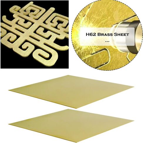 2Pcs H62 Solid Brass Sheet Plate 152mm x 152mm Thickness 1mm No Scratches Film Attached Brass Plates for Making Machinery Parts Gold in Saudi Arabia