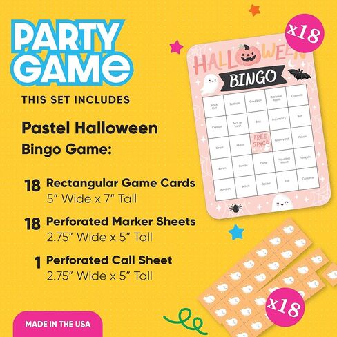 Big Dot of Happiness Pastel Halloween - Bingo Cards and Markers - Pink Pumpkin Party Bingo Game - Set of 18 in Saudi Arabia
