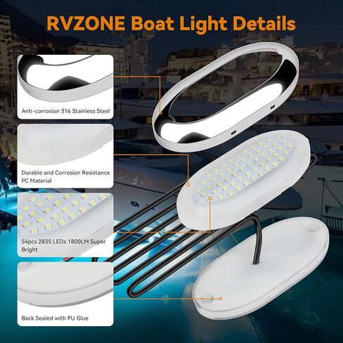 4.6in Underwater Lights for Boat IP68 Waterproof Marine Led Lights for Boats 1800LM 316 Stainless Steel Boat Led Lights for Transom Pool Courtesy Deck Interior Lights in Saudi Arabia