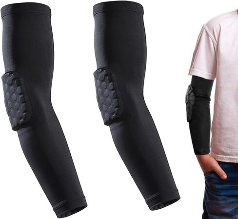 2PC Sports honeycomb Compression Knee Pad，Youth Football Elbow Pads，Football Elbow Pads,Youth Football Arm Pads, Black in Saudi Arabia