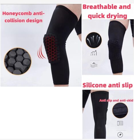 2PC Sports honeycomb Compression Knee Pad，Youth Football Elbow Pads，Football Elbow Pads,Youth Football Arm Pads, Black in Saudi Arabia