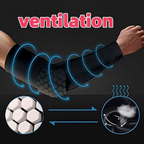 2PC Sports honeycomb Compression Knee Pad，Youth Football Elbow Pads，Football Elbow Pads,Youth Football Arm Pads, Black in Saudi Arabia