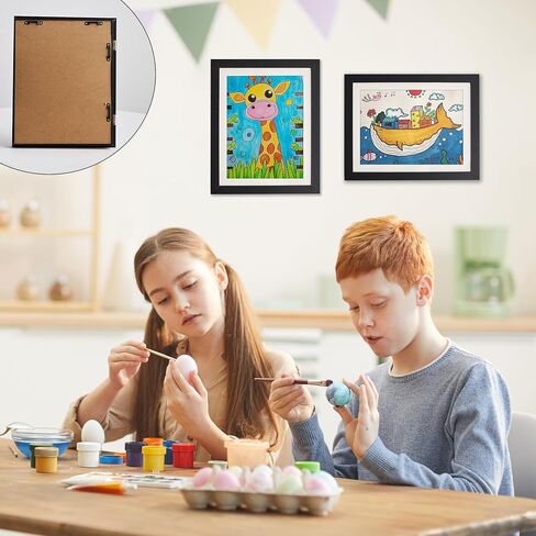 إطار فني للأطفال باللون الأسود من AWNR: مجموعة من 4 إطارات عمل فنية قابلة للتغيير بفتحة أمامية مقاس 8.5 × 11 مع بساط للمشروعات الفنية للأطفال ورسومات العمل المدرسي وإطارات صور معلقة على الحائط للمكتب المنزلي in Kuwait