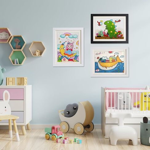 إطار فني للأطفال باللون الأسود من AWNR: مجموعة من 4 إطارات عمل فنية قابلة للتغيير بفتحة أمامية مقاس 8.5 × 11 مع بساط للمشروعات الفنية للأطفال ورسومات العمل المدرسي وإطارات صور معلقة على الحائط للمكتب المنزلي in Kuwait