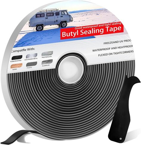 Butyl Tape 1/8''X3/4''x30', 1 Roll Butyl Sealant RV Tape, Double Sided Putty Tape Outdoor Waterproof Butyl Rubber Caulking Tape for Marine Boat Windows Sealing Leak Roof Pipe Patching in Saudi Arabia