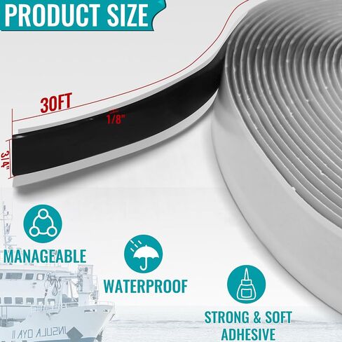 Butyl Tape 1/8''X3/4''x30', 1 Roll Butyl Sealant RV Tape, Double Sided Putty Tape Outdoor Waterproof Butyl Rubber Caulking Tape for Marine Boat Windows Sealing Leak Roof Pipe Patching in Saudi Arabia