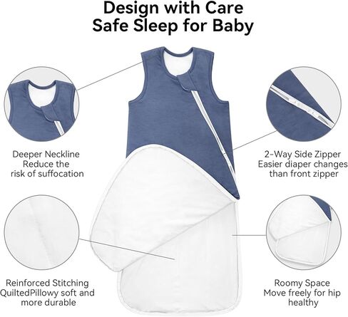 رايون مصنوع من الخيزران، كيس نوم للأطفال 1.0 توغ، بطانية فائقة النعومة يمكن ارتداؤها من 24 إلى 36 شهرًا، حقيبة نوم للأطفال الصغار 2t-3t للجنسين الأولاد والبنات، كيس نوم بسحاب ثنائي الاتجاه وخفيف الوزن XXL in Kuwait