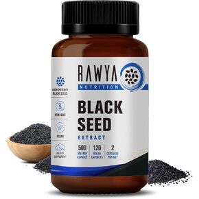 RAWYA Nutrition Tart Cherry Extract Enhanced with Black Seed Powder - Promotes Relaxation, Enhances Physical Recovery, Bottle Packaging, Gluten-Free, 500mg per Capsule -120 Count