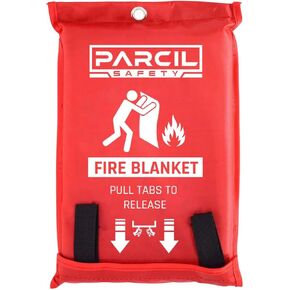Parcil Safety SB-500 Large Silicone Coated Emergency Fire Blanket (60 in. x 60 in.) Emergency Kit Fire Extinguisher for Home & Kitchen, Woven Fiberglass Household Essentials, Chemical Free, No Mess