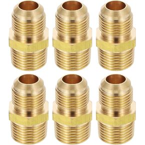 PATIKIL 1/2" Flare to 1/2" NPT Male Half-Union Brass Pipe Fitting, 6Pcs Brass Couples Tube Fittings Tubing Thread Adapter Pipe Connector for Refrigeration, Air, Gas Line