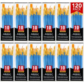 AROIC Acrylic Paint Brush Set, 24pack/240pcs Nylon Wool Paint Brushes, for Oil Painting Rock Body Painting, Artist Amateur Craft Paint Brushes Supplies, Children Adult Painting Small Paint Brush Set.