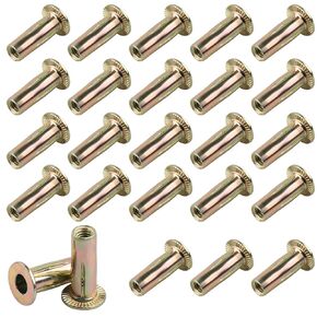 Multi-Grip Rivet-Nuts, M6 Rivet Nut Carbon Steel Pre-Bulbed Shank Color-Zinc-Plated Flat Head Threaded Insert Nut(25 Pack)