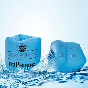 Floaties Inflatable Swim Arm Bands Floatation Sleeves Swimming Rings Floats Tube Armlets for Kids and Adult (1 Pair, Blue)