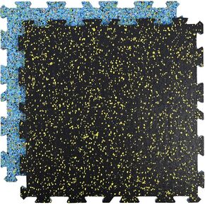 سجادات معدات التمرين المطاطية السميكة من Nisorpa مقاس 0.6 بوصة، 6 بلاطات أرضية لصالة الألعاب الرياضية سجادات مطاطية متشابكة لصالة الألعاب الرياضية الأرضية مع قاعدة حبيبات مطاطية EPDM، 20 × 20 بوصة (نقاط صفراء) in Kuwait