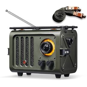 Muzen Wild Radiooo Portable Bluetooth Speaker, FM Radio Speaker with Portable Shoulder Strap, Vintage Rugged Wireless Speaker, Metal Outer Case, Loud Stereo Sound, for Home Outdoor Travel Camping
