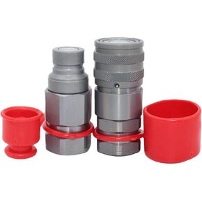 1/2'' NPT Skid Steer Bobcat Flat Face Hydraulic Quick Connect Couplers Hydraulic Disconnect w/Dust Caps