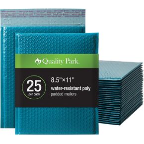 Quality Park Bubble Mailers, 8.25" x 11", Purple Poly Mailers, Padded Envelopes, Shipping Bags, Water Resistant, Self Seal, 25 Per Box (QUA85905)