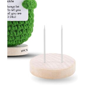 2PCS Doll Wooden Base Dual Needle Holder for Positive Dolls and Figurines - Positive Potato Pickle Crochet Doll Display Stand Base Home Decorative Showcase Holder for Toys, Collectibles, and Miniature Things