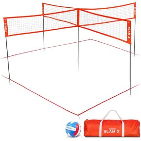 GoSports Slam X 4 Square Volleyball Game Set - Ultimate Backyard & Beach Game for Kids and Adults - 14 ft or 21 ft