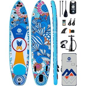 MW&QIYZN Inflatable Paddle Board for Adults, Inflatable Stand Up Paddle Boards with Premium SUP Board Accessories & Carry Bag, Wide Stance, Non-Slip Deck, Leash, Paddle