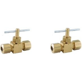 Anderson Metals 759106-04 1/4-Inch by 1/4-Inch Straight Needle Valve, Brass (Pack of 2)