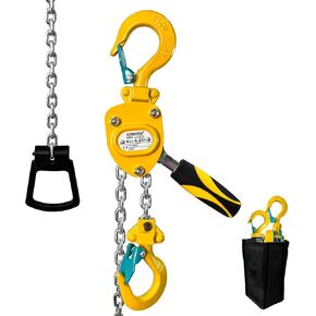 Mini Chain Hoist 1/2 Ton(1100lbs)-Manual Lever Chain Hoist 5Ft Lift with Safety Hooks|Miniature Come Along Winch Heavy Duty Puller Workshop|Portable Ratchet G80 Chain Fall Hoist for Garages