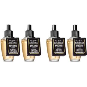 Bath and Body Works 4 Pack Mahogany Teakwood High Intensity Wallflowers Fragrance Refill 0.8 Oz.