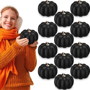 Liliful 6" Foam Artificial Pumpkins Fall Harvest Pumpkins Fake Pumpkin Decor Plastic Pumpkins Carvable Foam Pumpkin for Halloween Thanksgiving Home Decor(White,12 Pcs)