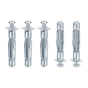 M5x52mm Hollow Wall Anchors - 5 Pack - Good for Hollow Wall Plaster Walls - Carbon Steel Hollow Drywall Anchors Screws, Silver