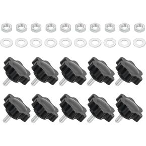 uxcell 20Pcs M4 x 30mm Star Knobs, Plastic Hex Shaped Clamping Knob Screw Hand Knob Handle Replacement with Washer Nut for Umbrella Base Replacement Machinery