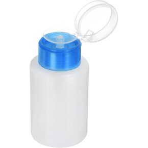 HARFINGTON Solvent Alcohol Dispensers 180ml(6.1oz) Conical Push Down Liquid Dispenser Pump with Sealing Stainless Steel Lid for Acetone Cleanser Polish Remover, Blue