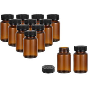 PATIKIL 3.4oz/100ml Glass Packer Bottles, 12Pcs Round Wide Mouth Bottle Packer Bottles with Black Ribbed Lid for Reagent Liquids, Essential Oils, Perfume, Amber