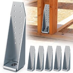 6 Pcs Steel Holdown Shearwall Attachment, Heavy Duty Tension Galvanized Deck Tie Bolted Holdown with Hot Dipped for Fixing Anchor, Thk: 3mm, Silver (6 Pcs)