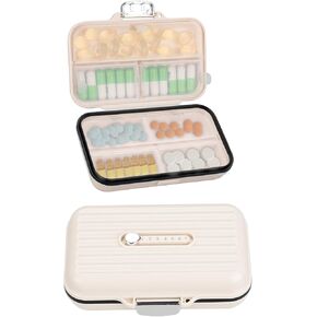 2Pcs Weekly Pill Organizer, Travel Medicine Case 1 time a Day Portable Medication Planner Cute Pill Box Small with 7 Compartments for Medication, Fish Oil, Supplement