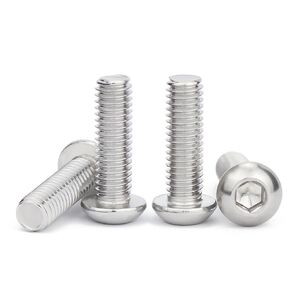 #10-24x3/4" Button Head Screws,10-24 Button Head Socket Cap Screw and Bolt, 50pcs 10#x3/4 Stainless Steel Bolts,Allen Hex Drive,Full Thread,Bright Finish,Coarse Thread (#10-24x3/4"-50)