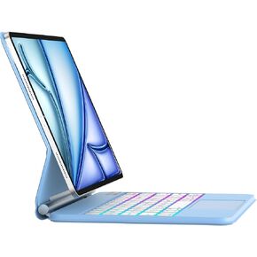 iPad Air 13 inch Case with Keyboard (M2, 2024), 7 Color Rainbow Backlit, Multi-Touch Trackpad, Floating Cantilever Stand, Apple Pencil Charging for iPad 12.9 6th 2022/5th 2021/4th 2020/3rd 2018 Black