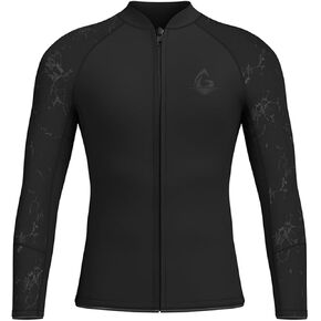 GoldFin Mens Wetsuit Top, 3mm Wetsuits Men Neoprene Jacket Long Sleeve Wet Suits for Water Sports Diving Surfing Kayaking Swimming