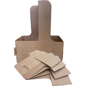 2-Cup Drink Carrier with Handle Kraft Paperboard Handled Coffee Cup Holder Take Out Cup Carriers (30)