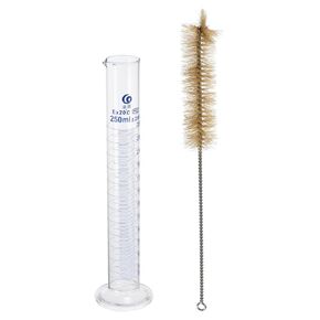 PATIKIL 5ml Graduated Cylinder, 3.3 Borosilicate Glass Measuring Cylinder Round Base with Brush for Lab Experiment, Clear