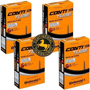 Continental Race 28" 700x20-25c Inner Tubes - 42mm Presta Valve (Pack of 4 Tubes w/Conti Sticker)