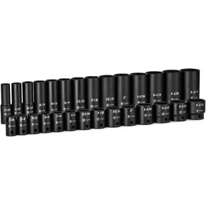Capri Tools 1/2 in. Drive Shallow and Deep Impact Socket Set, Metric, 10 to 27 mm, 36-Piece