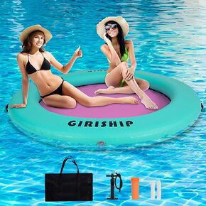 6FT Inflatable Floating Dock, Water Hammock Floating Ring, Pool Hammock Float Inflatable Dock for Adults, Floating Docks for Lakes and Pools